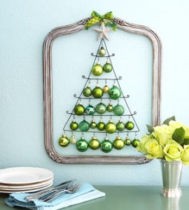 unique-cute-christmas-tree-wall-hanging-fun-idea-bauble-easy-diy-makeover-craft-shabby-chic-frame-green-theme-tinsel-jewels-cottage-chic